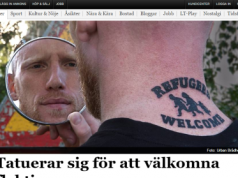 Tatoverte propaganda for masseinnvandring i nakken