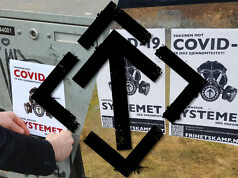 Plakataksjon mot myndighetenes eksperimentelle koronavaksiner