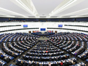 Hemicyle i Europaparlamentet i Strasbourg under en plenarsession 2014.